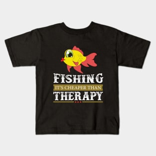 Bass Fishermen Fishing It's Cheaper Than Therapy Kids T-Shirt
